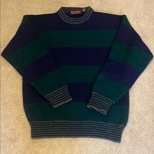 Green and Blue Striped Men's Sweater
